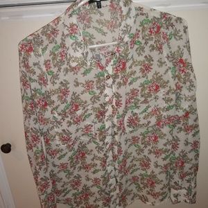 Blouse, Floral. Womans Medium. Gold Buttons